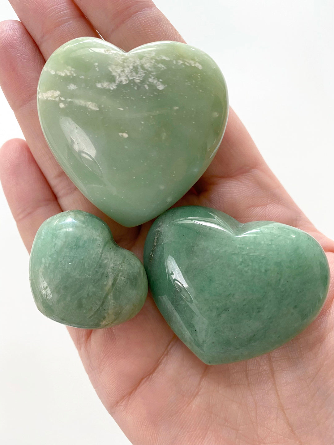 Green Aventurine Hearts