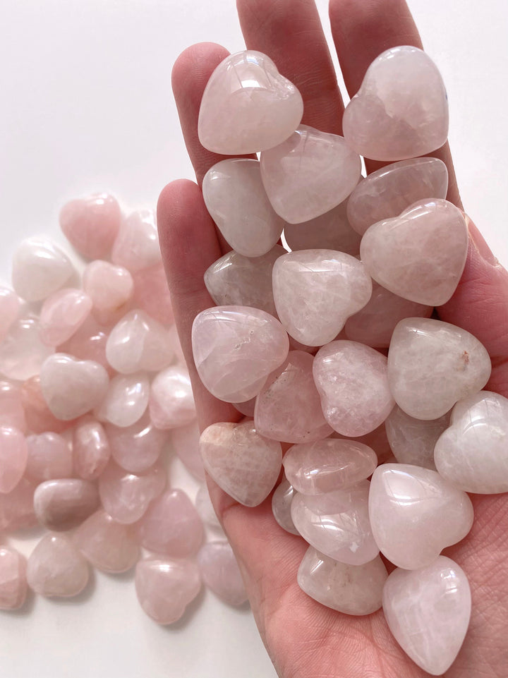 Rose Quartz Hearts with Drilled Hole