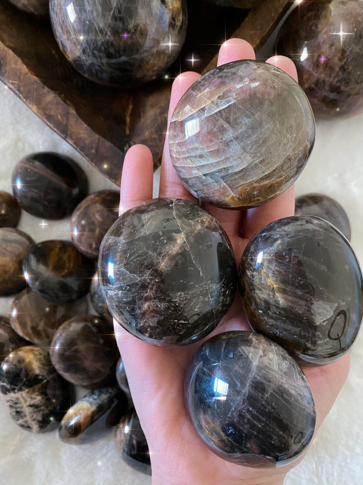 Black Moonstone Palm Stones - Uncommon Rocks
