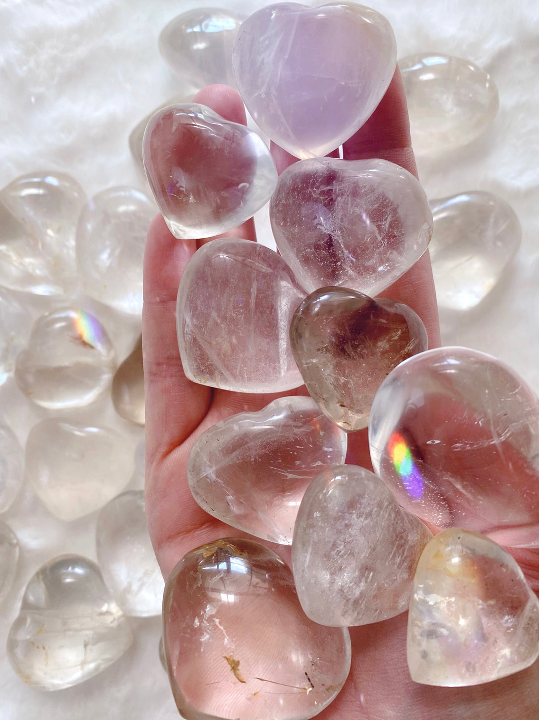 Clear Quartz Hearts