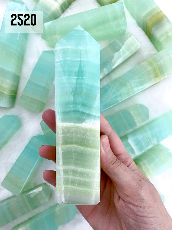 Pistachio Calcite Towers - Uncommon Rocks