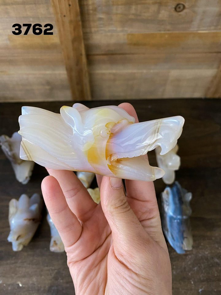 Agate Wolf Face Carvings - Uncommon Rocks