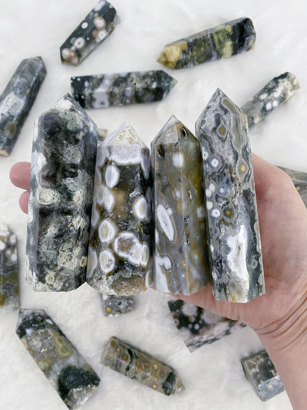 Ocean Orbicular Jasper Towers - Uncommon Rocks