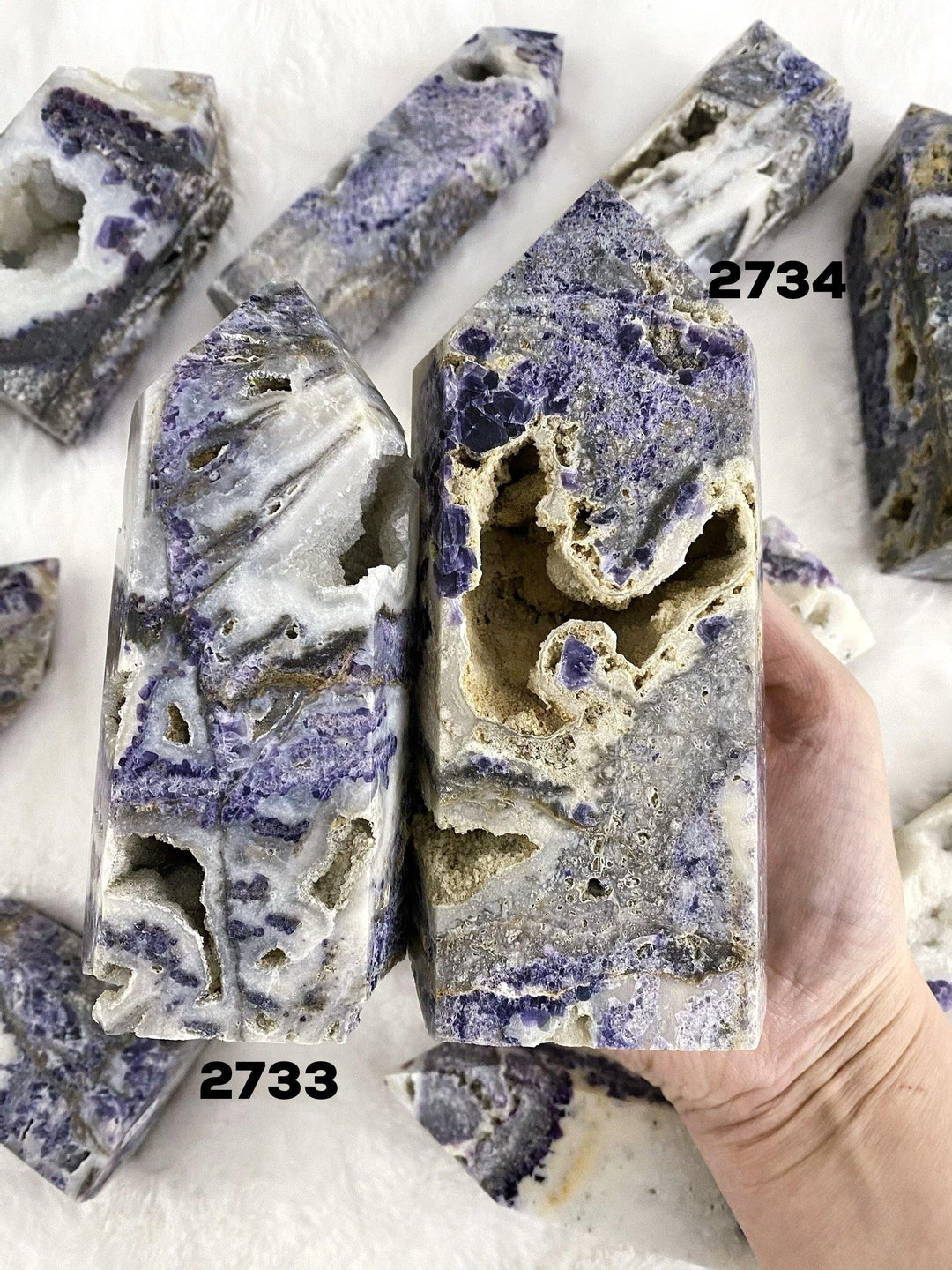 Opalized Fluorite Druzy Towers - Uncommon Rocks