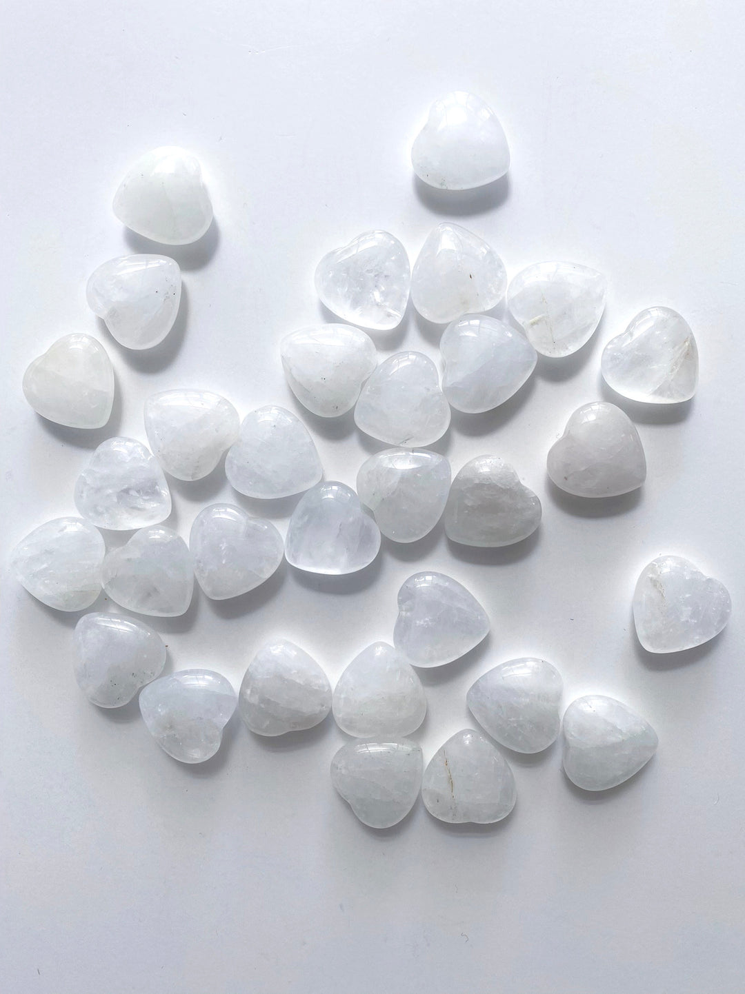 Clear Quartz Hearts with Drilled Hole