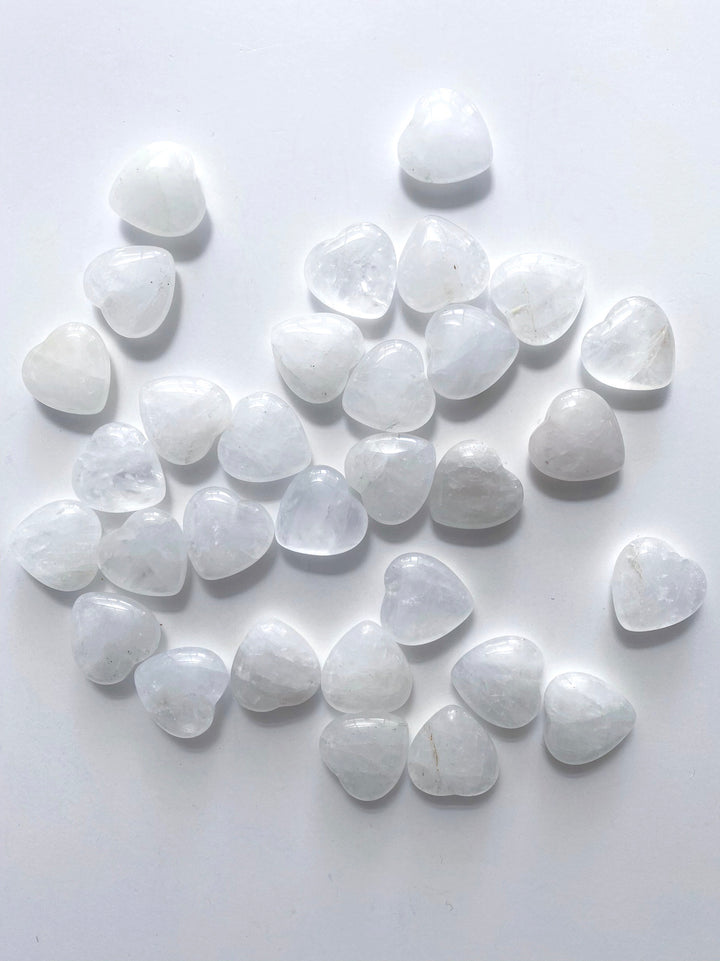 Clear Quartz Hearts with Drilled Hole