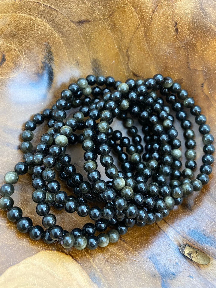 Golden Obsidian Bead Bracelet