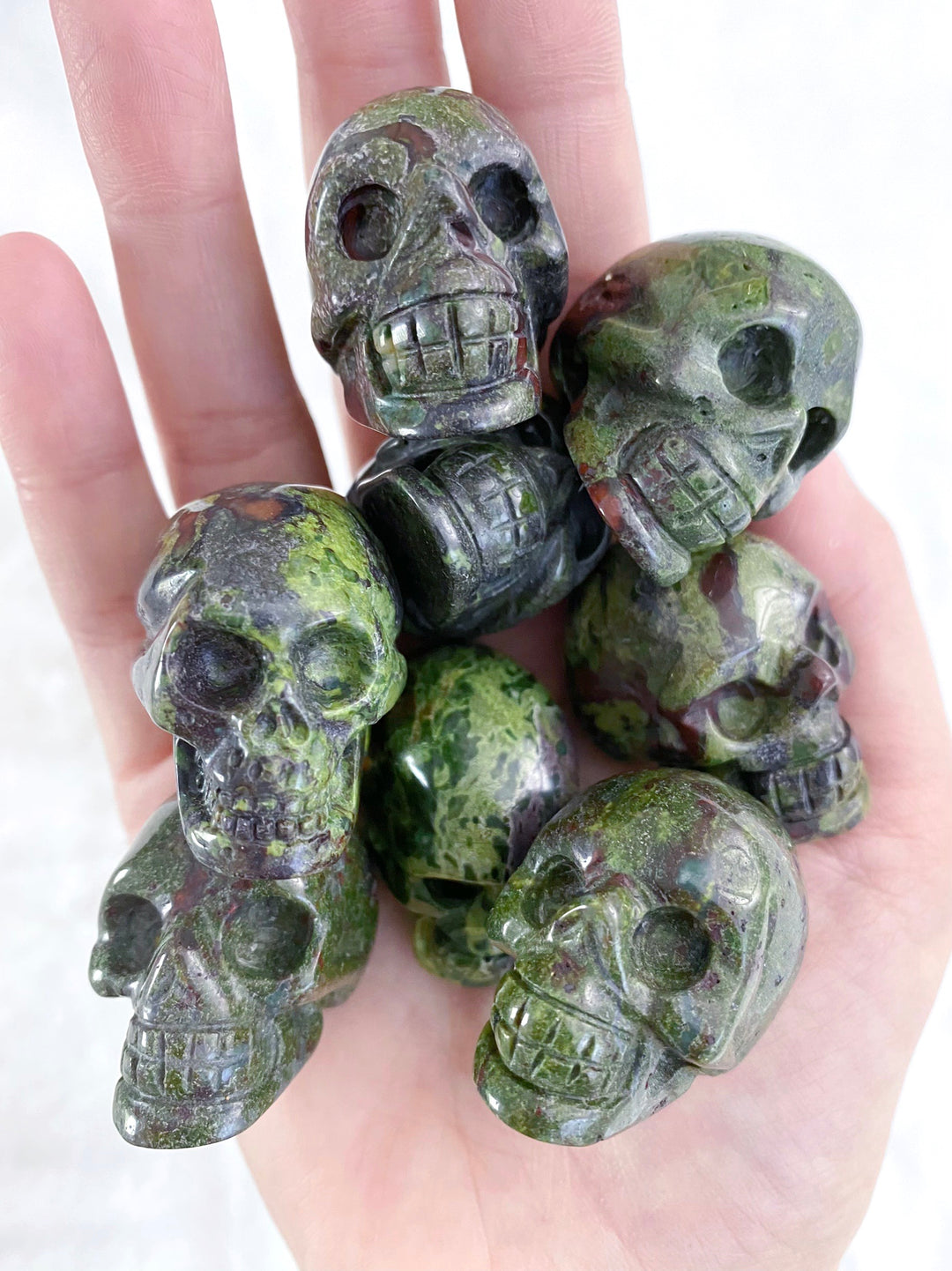 Dragon Blood Jasper Carved Skulls