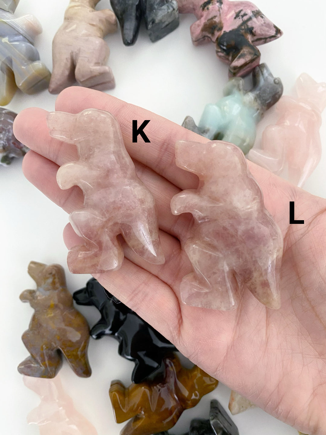 Strawberry Quartz Dinosaur Carving