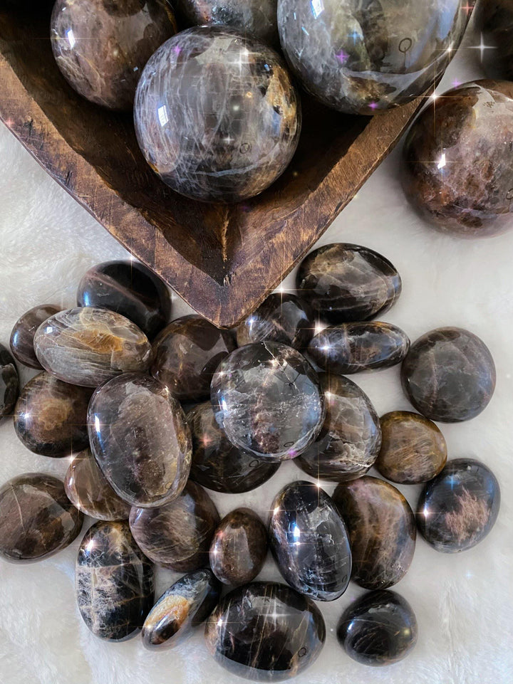 Black Moonstone Palm Stones - Uncommon Rocks