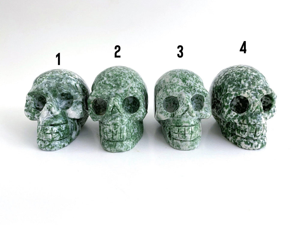 Green Tree Jasper Skulls - Uncommon Rocks