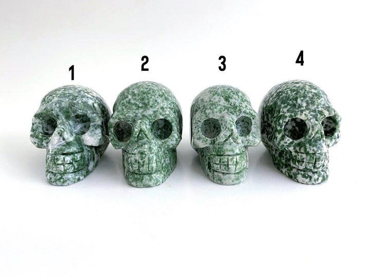 Green Tree Jasper Skulls - Uncommon Rocks