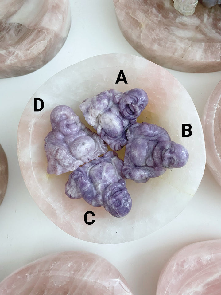Lepidolite Buddha Carving