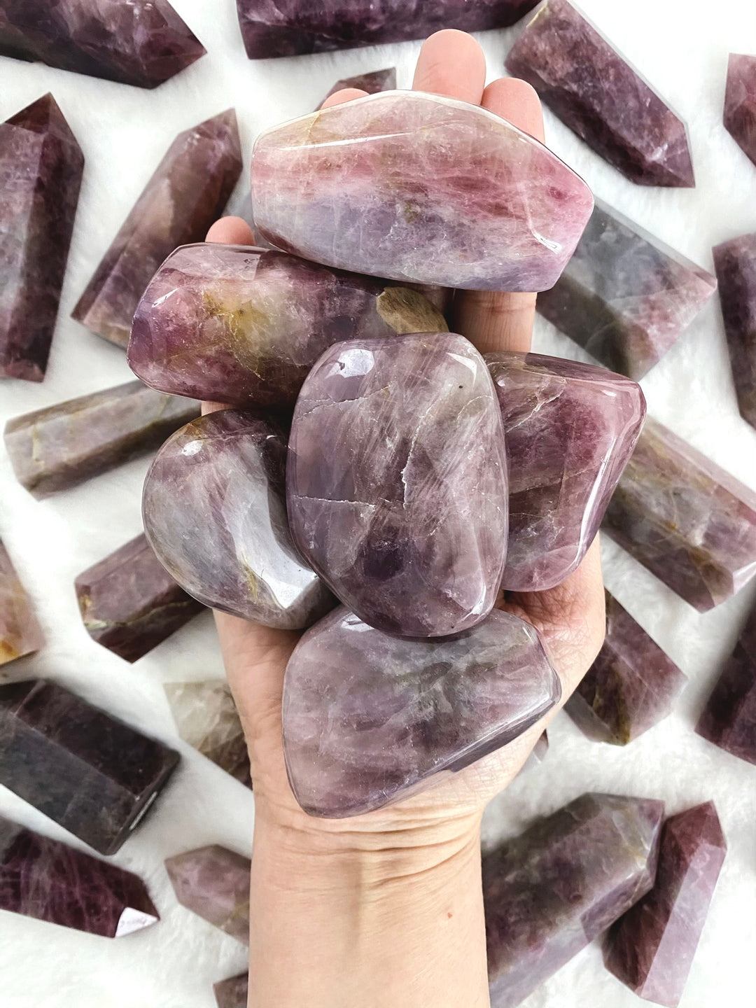 Lavender Rose Quartz Palm Stones