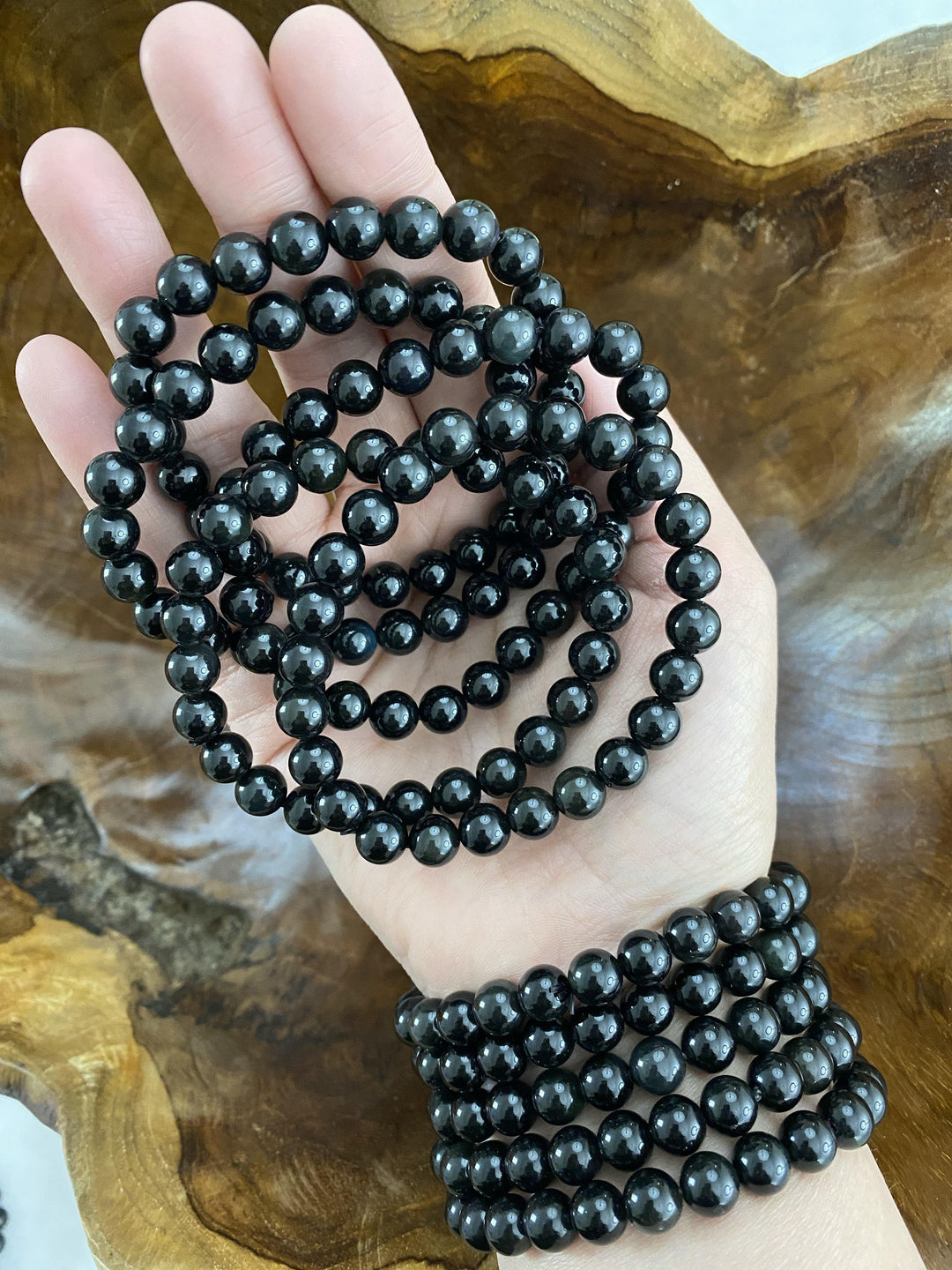 Black Obsidian Bead Bracelet - Uncommon Rocks