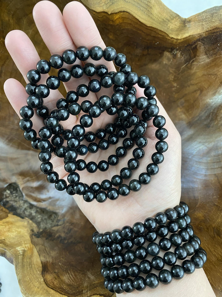 Black Obsidian Bead Bracelet - Uncommon Rocks