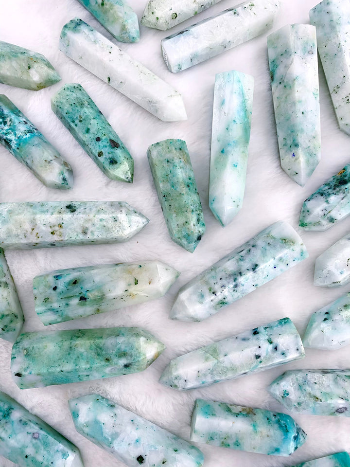 Chrysocolla in Quartz Towers