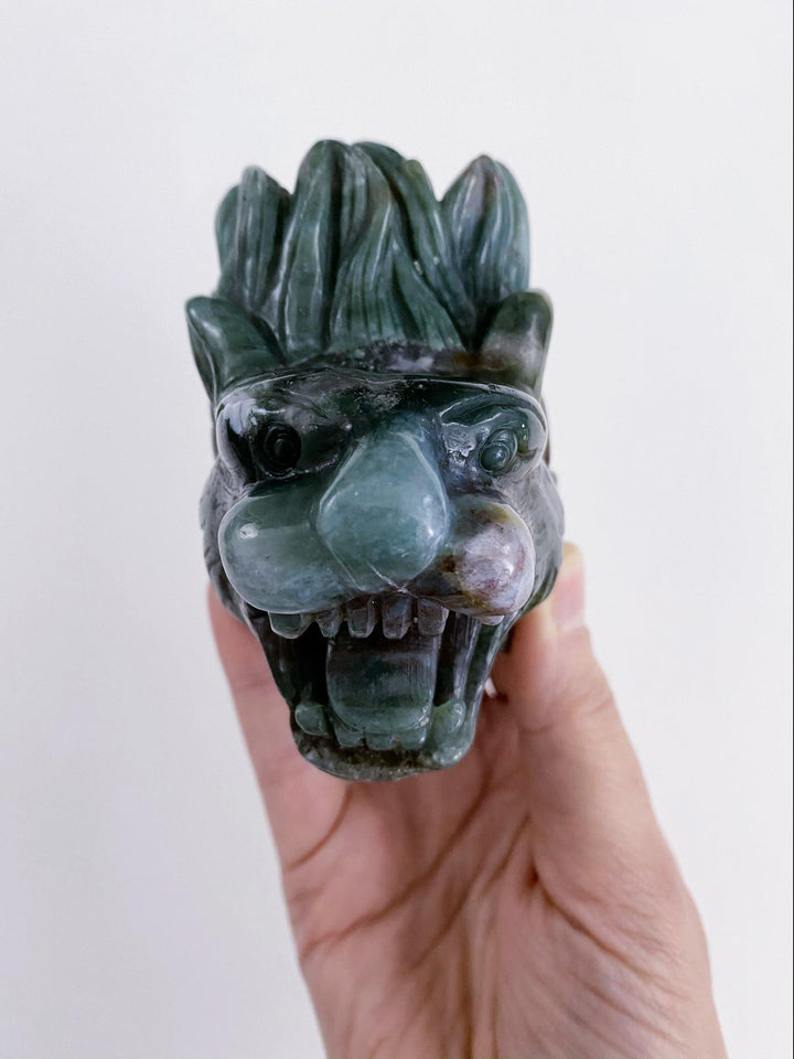 Ocean Jasper Lion Face Carving - Uncommon Rocks