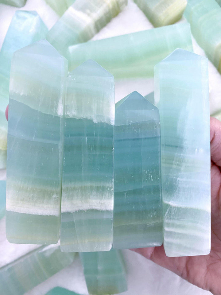 Pistachio Calcite Towers - Uncommon Rocks