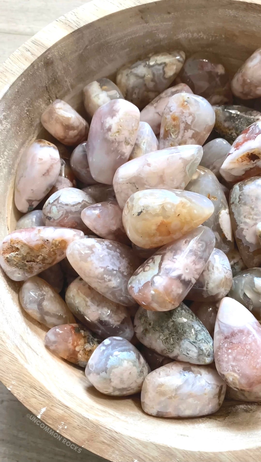 Flower Agate Carved Tear Drop
