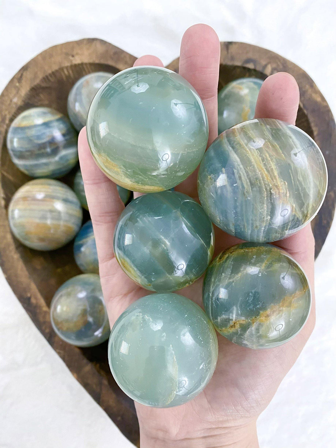 Blue Onyx (Lemurian Aquatine Calcite) Spheres - Uncommon Rocks