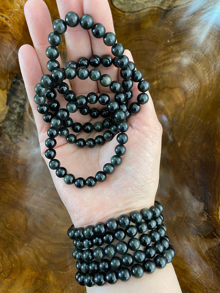 Golden Obsidian Bead Bracelet