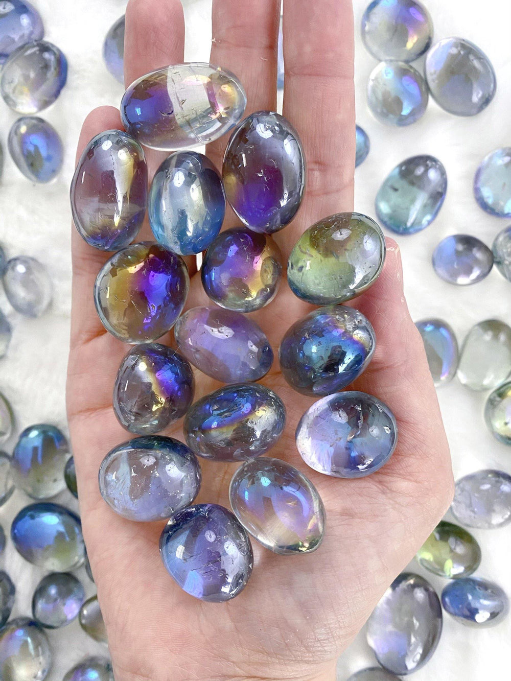 Clear Quartz Aura Tumbled Stones - Uncommon Rocks