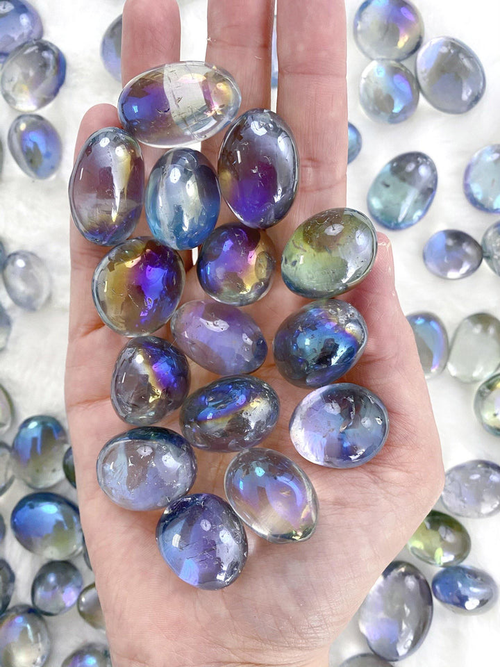 Clear Quartz Aura Tumbled Stones - Uncommon Rocks