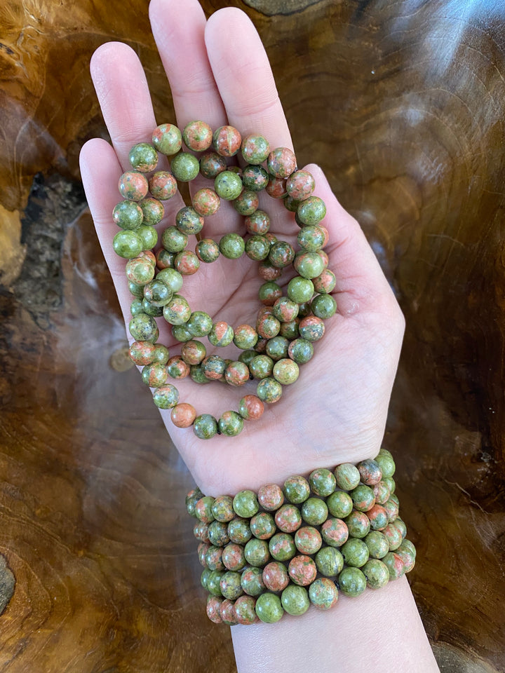 Unakite Stone Bead Bracelet