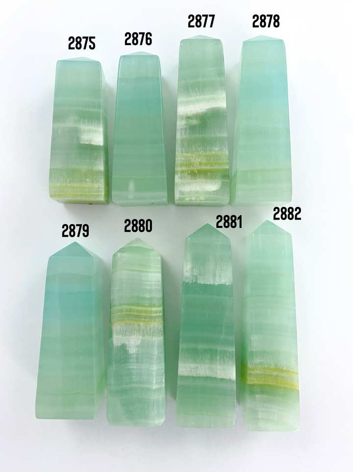 Pistachio Calcite Towers - Uncommon Rocks