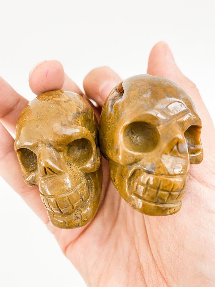 Yellow Jasper Skulls