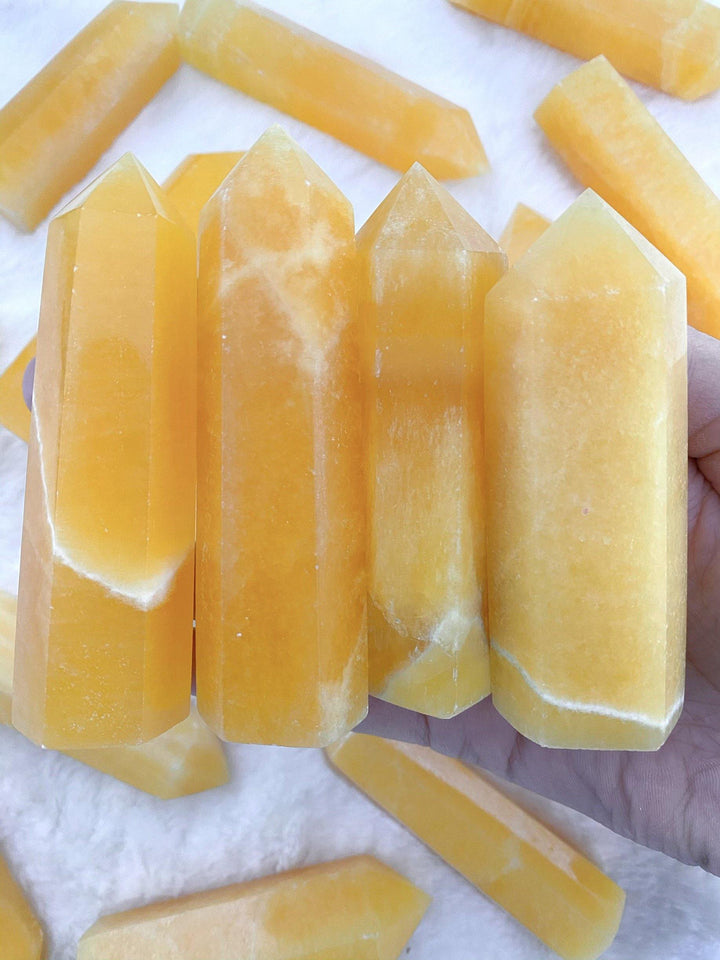 Orange Calcite Towers - Uncommon Rocks