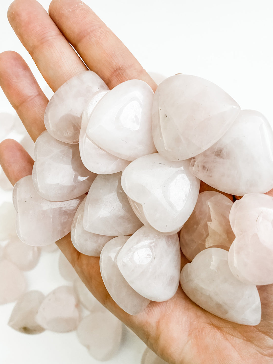 Rose Quartz Flat Hearts