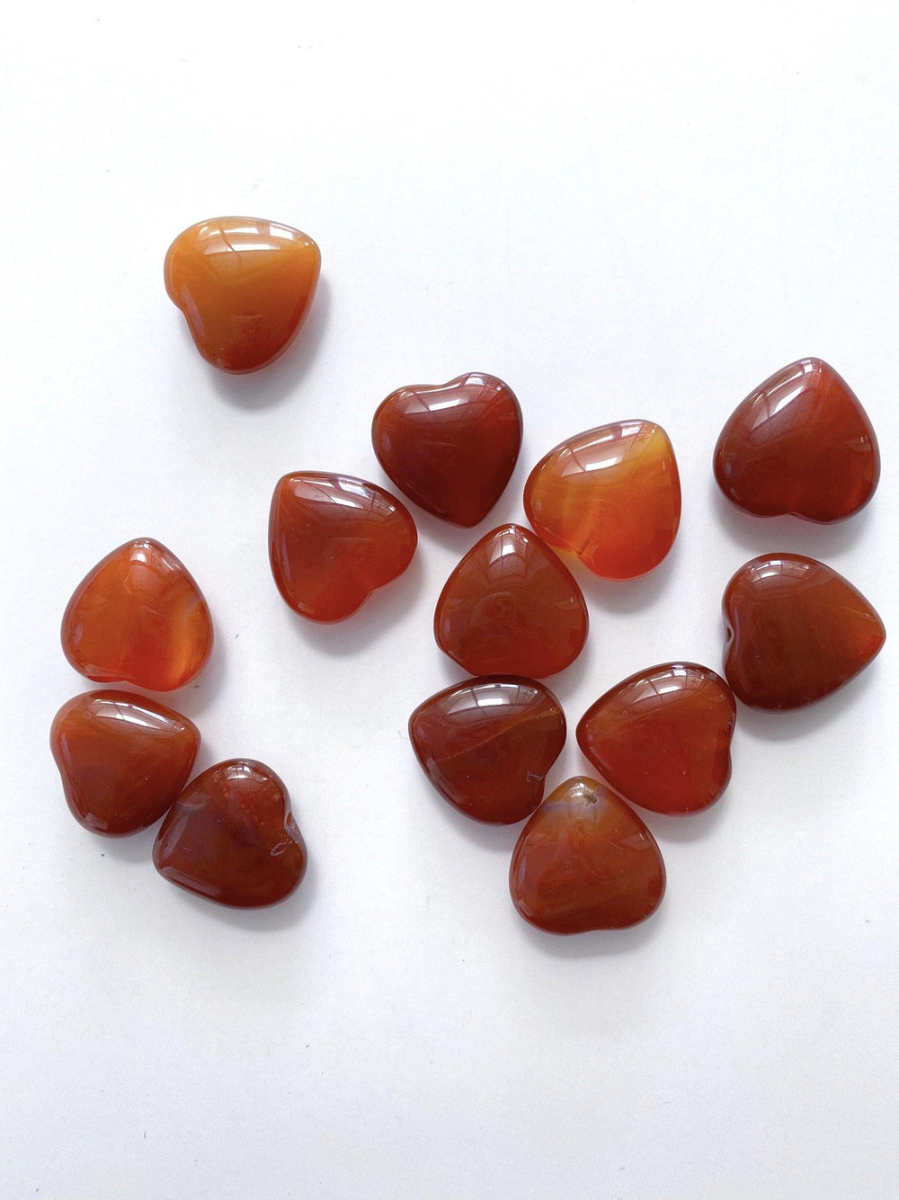 Carnelian Hearts with Drilled Hole - Uncommon Rocks