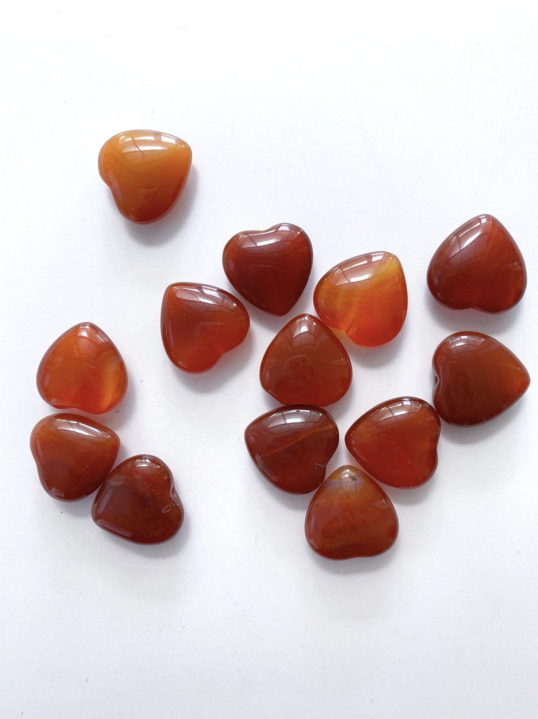 Carnelian Hearts with Drilled Hole - Uncommon Rocks