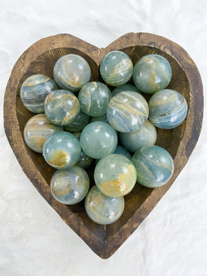 Blue Onyx (Lemurian Aquatine Calcite) Spheres - Uncommon Rocks
