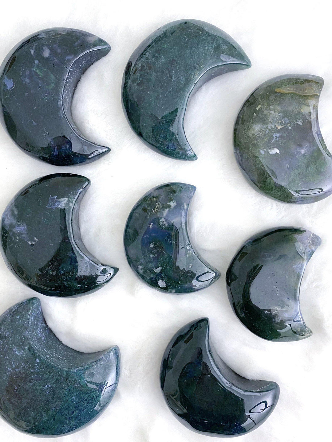 Moss Agate Moons - Uncommon Rocks