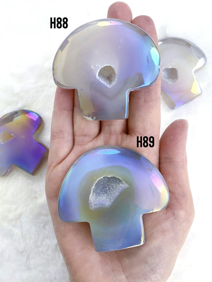 Agate Aura Mushroom Carving with Druzy - Uncommon Rocks