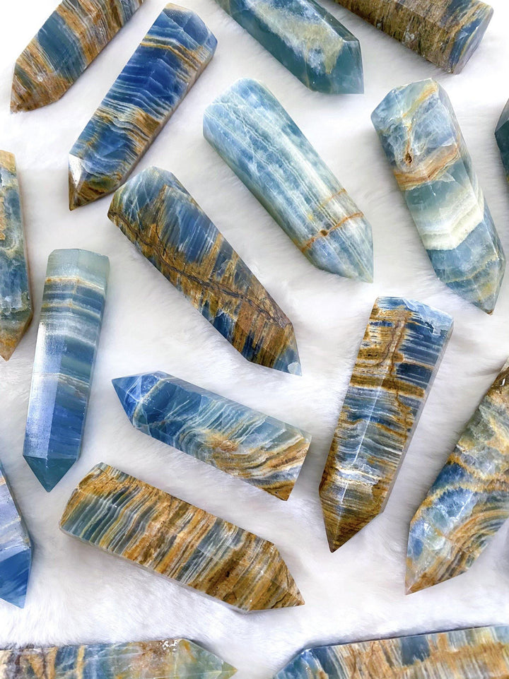 Blue Onyx (Lemurian Aquatine Calcite) Towers - Uncommon Rocks