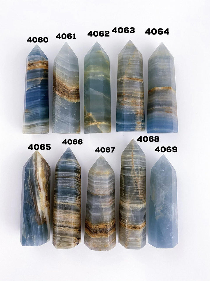 Blue Onyx (Lemurian Aquatine Calcite) Towers - Uncommon Rocks