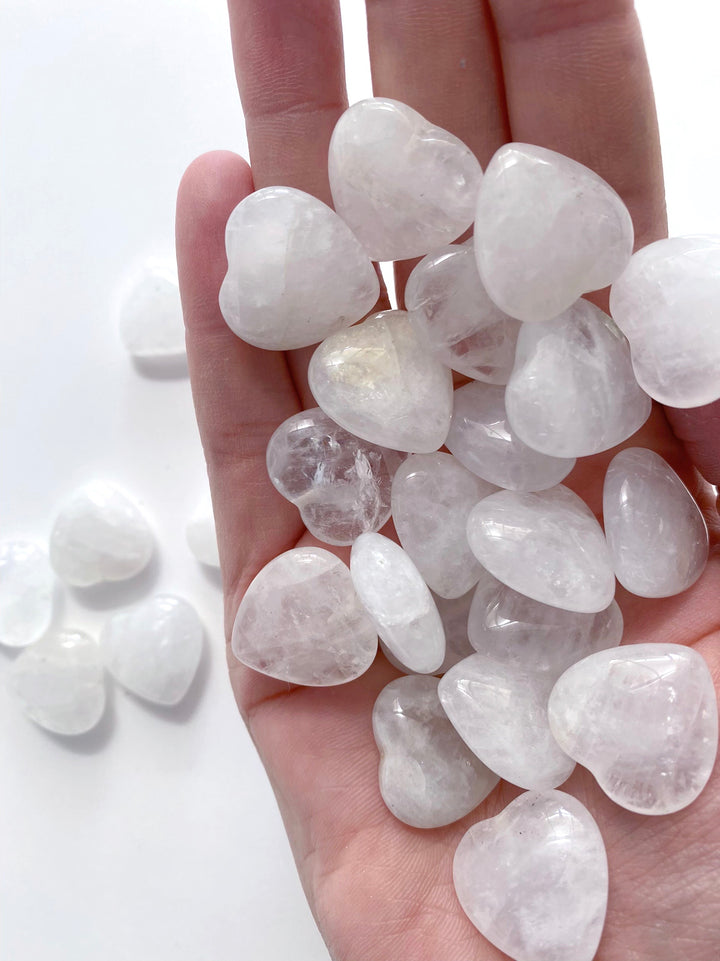 Clear Quartz Hearts with Drilled Hole