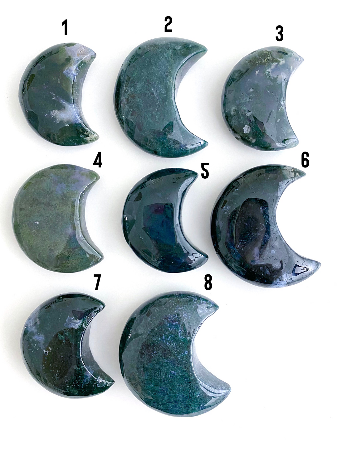 Moss Agate Moons - Uncommon Rocks