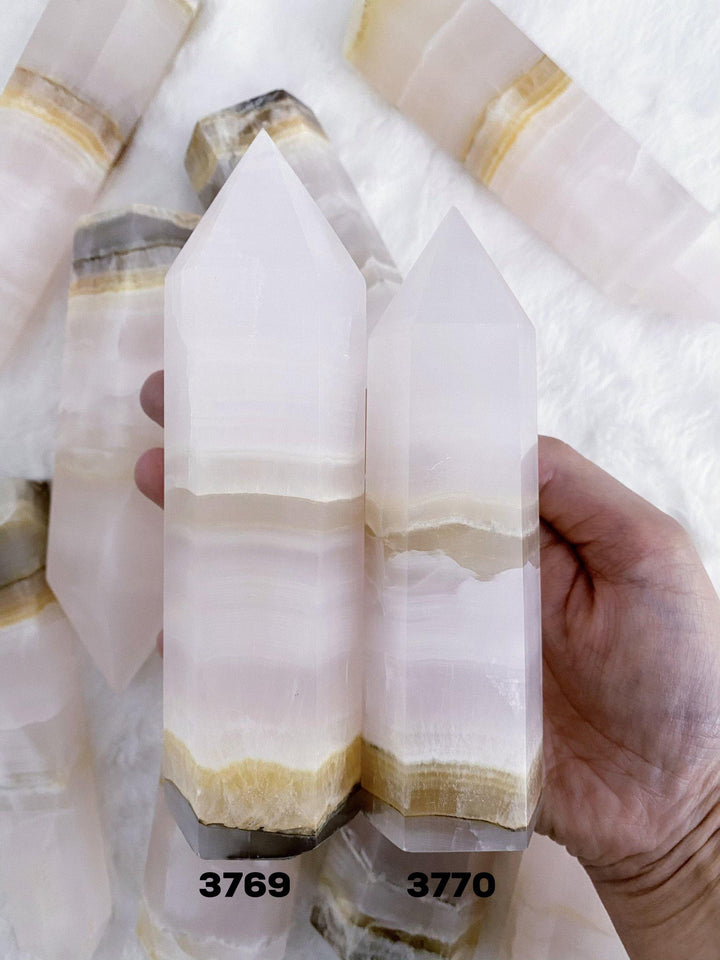 Pink Calcite Towers - Uncommon Rocks