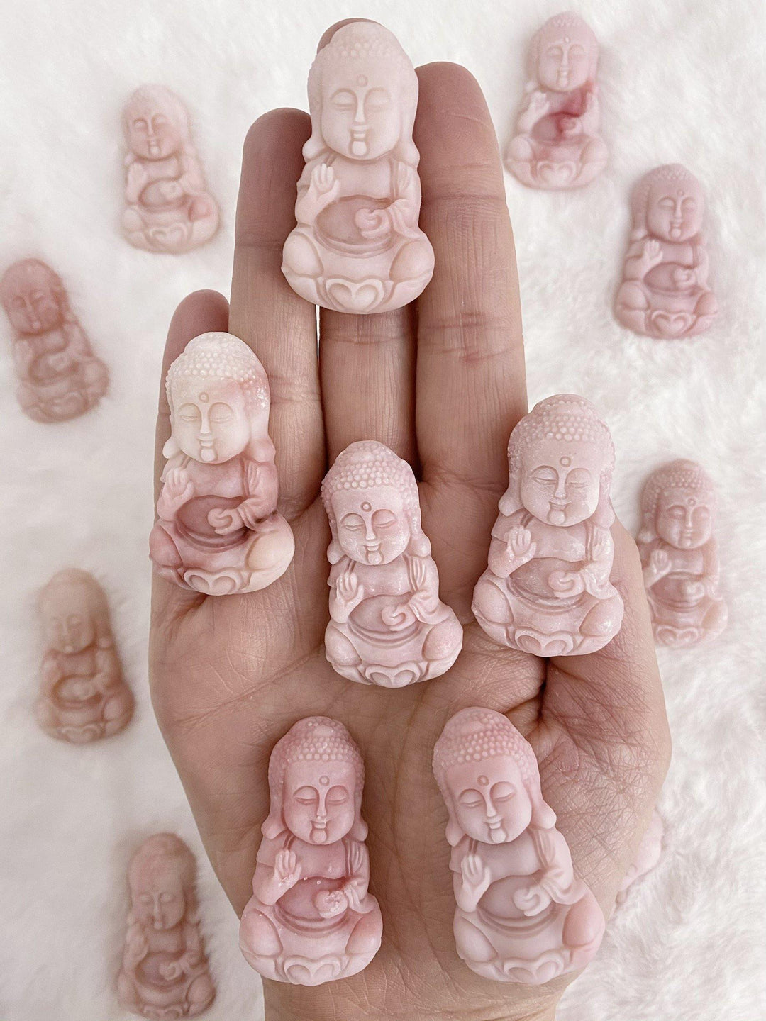 Pink Opal Carved Sitting Buddha - Uncommon Rocks