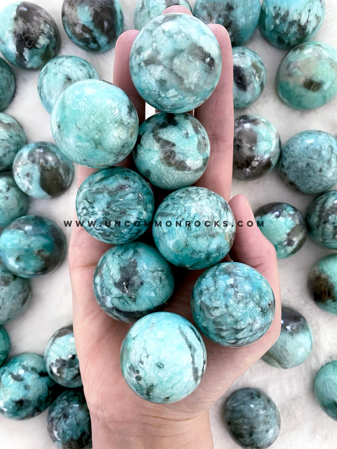 Amazonite and Smoky Quartz  Spheres