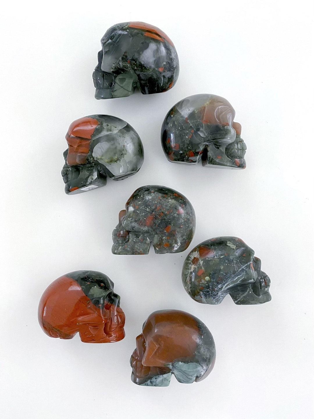Bloodstone Carved Skulls - Uncommon Rocks