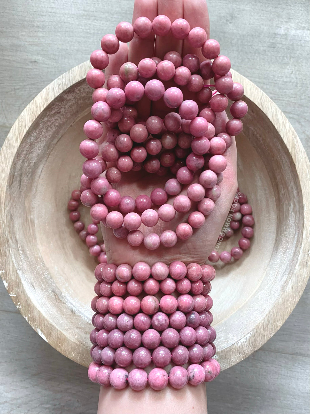 Rhodonite Stone Bead Bracelet