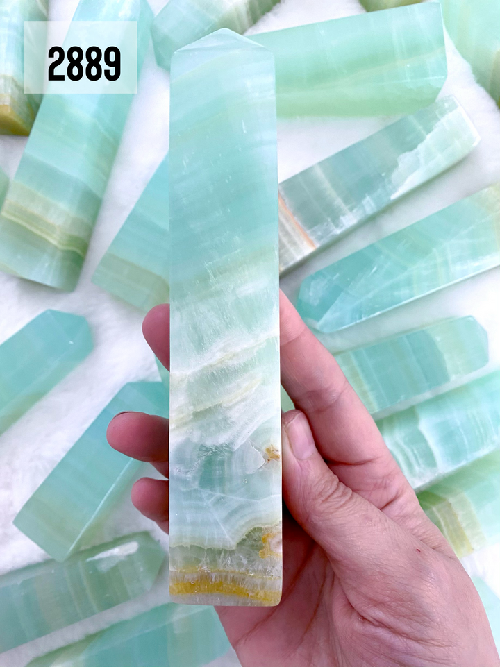 Pistachio Calcite Towers - Uncommon Rocks