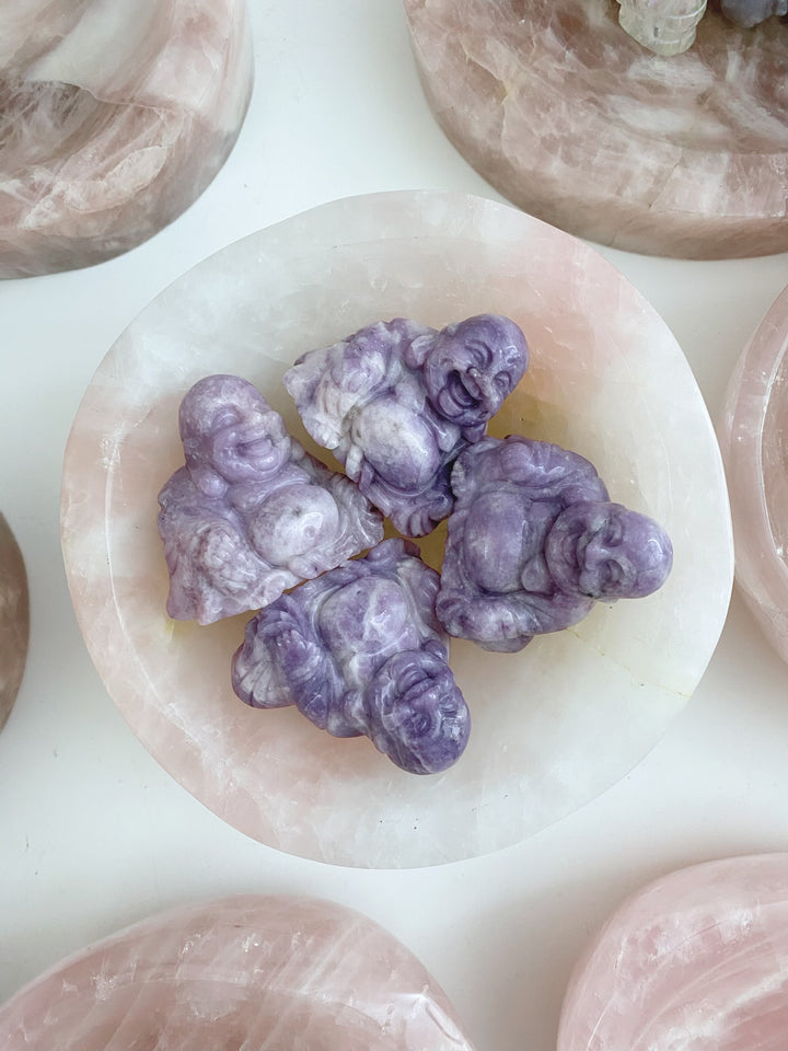 Lepidolite Buddha Carving