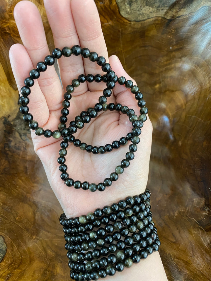 Golden Obsidian Bead Bracelet